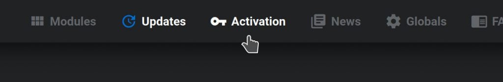 Click the Activation link in the top bar
